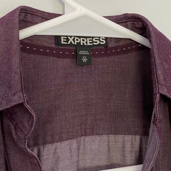 Express Berry Purple Chambray Button Down Shirt - Picture 2 of 6